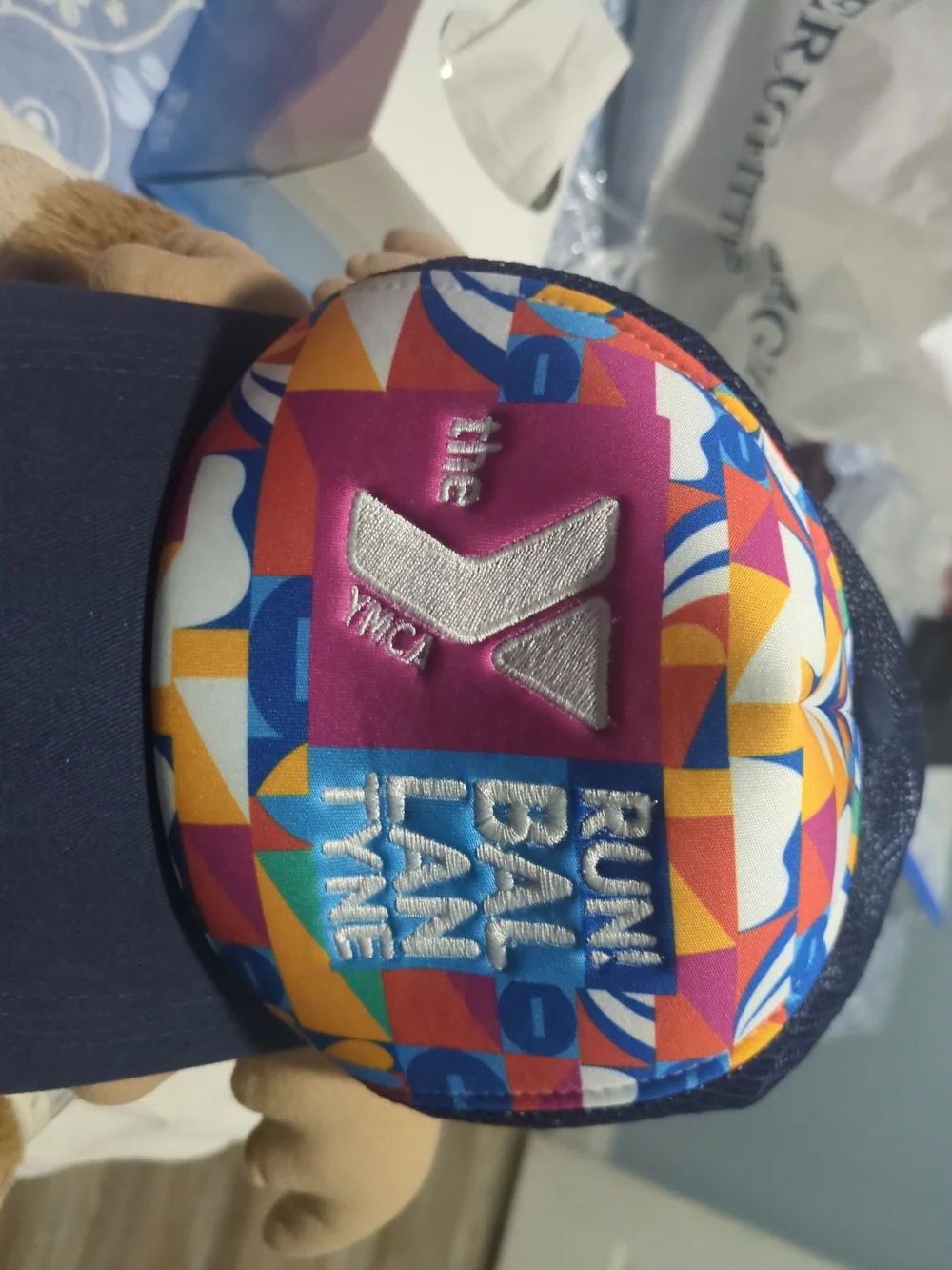 YMCA Colorblock Cap – Navy with Multicolor Front